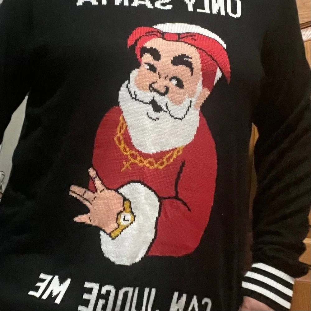 Tipsy Elves Santa‎ Clause 2Pac Graphic Knit Sweater XXL Christmas Ugly Sweater